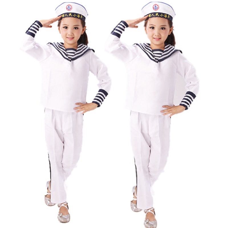 海军六一儿童小海表演男女水手水手长长袖套装儿童演出服