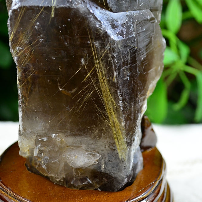 水晶天然巴西发晶原石钛晶摆件横纹双头骨干奇石