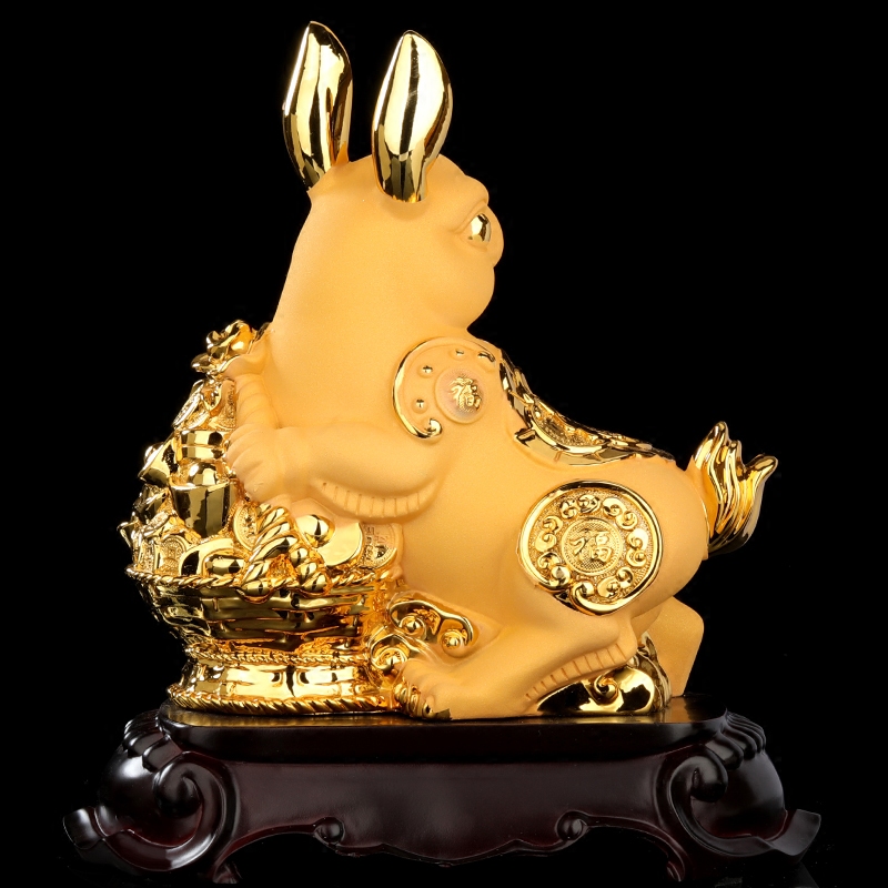 小兔子摆件生肖形状饰品金兔饰物玉兔属兔吉祥物摆件