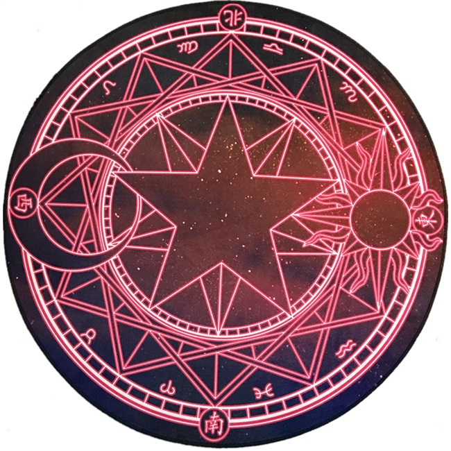 卡通小樱拍照地毯少女心粉色可爱魔法阵圆形试衣镜动漫电脑椅地垫