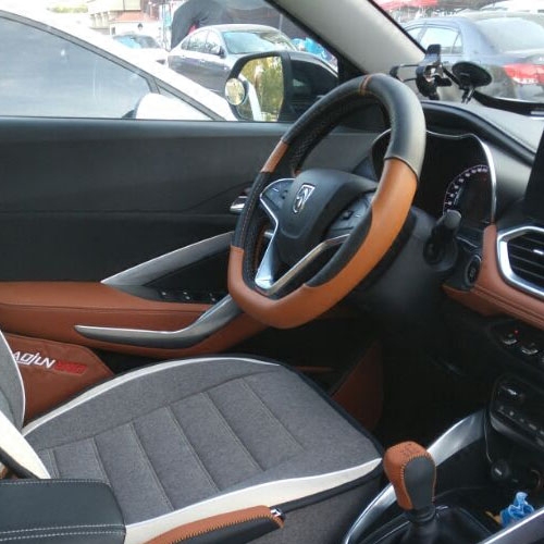 专用宝骏510方向盘套宝骏510改装真牛皮四季通用防打滑方向盘套