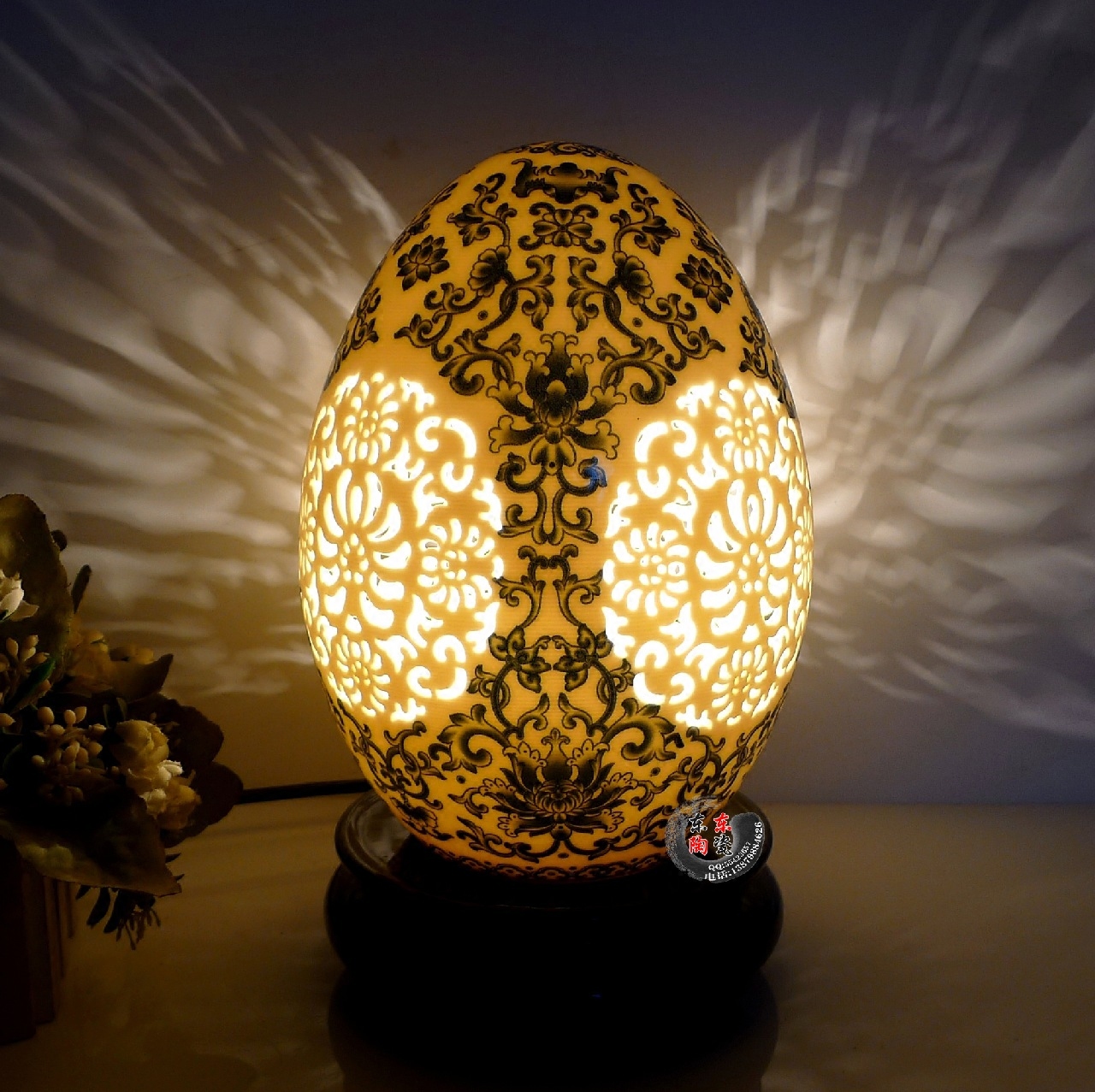 包邮装饰蛋形陶瓷台灯床头头灯书房卧室灯饰摆件