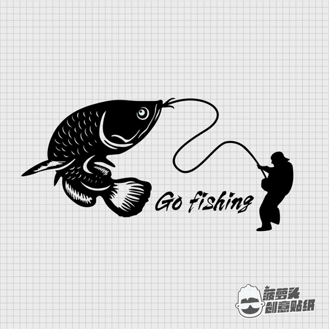 贴纸个性钓箱贴花钓鱼钓友汽车路亚车贴改装车汽车装饰贴