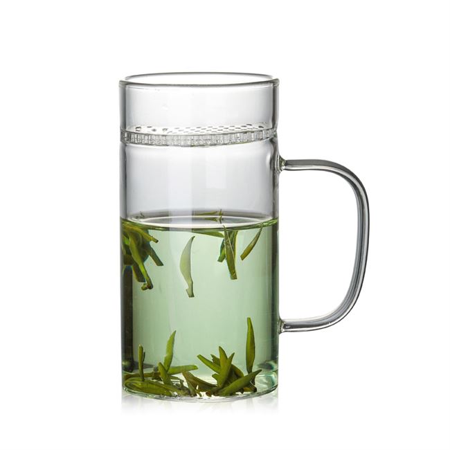 茶杯耐热玻璃杯绿茶带滤网泡月牙水杯杯子茶器玻璃杯