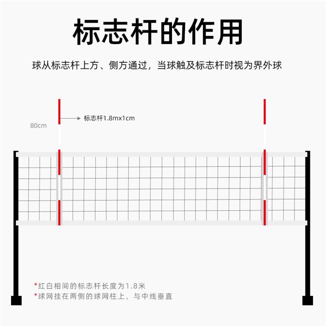 标志高级比赛排球杆带可拆玻璃钢1.8米更多排球配件