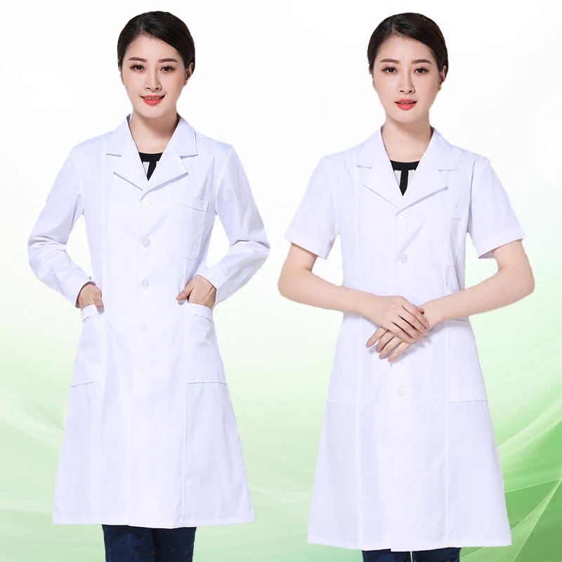 白大褂短袖女医生长袖修身实验服药药店实习护士医护制服
