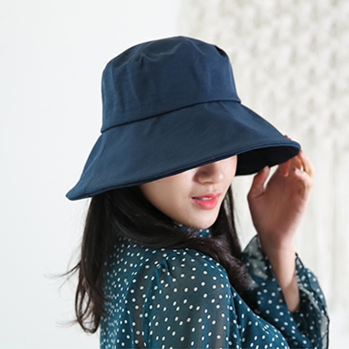 渔夫帽女韩版潮可折叠防晒遮阳盆帽夏日系百搭软妹宽檐帽子防风绳-图1