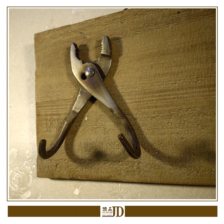 美式工业设计师创意铁钳装饰挂钩衣帽四联钩子装饰挂钩