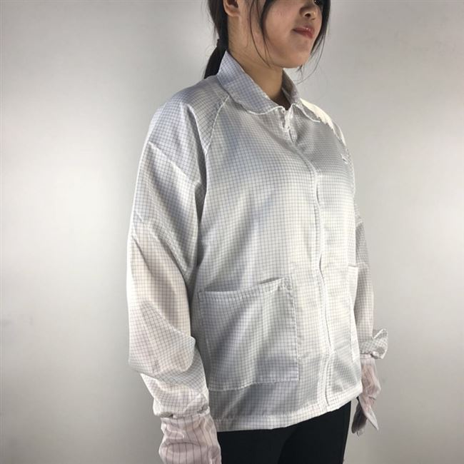 富士康蓝色静电网格防静电工作服短款夹克白色粉色防护服