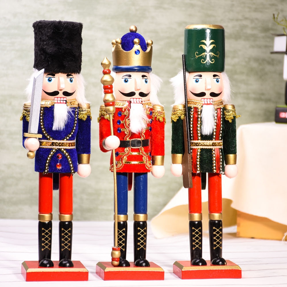 新款欧式贴布38cm胡桃夹子士兵木偶家具摆件生日摆件