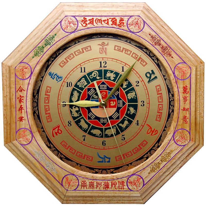 泰山祥云阁桃木八卦钟罗盘罗盘钟客厅客厅挂钟生肖钟挂件摆件