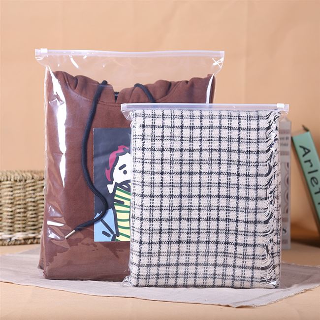 双层拉链密封塑料袋包装服装现货透明pe针织衫夹链自封袋