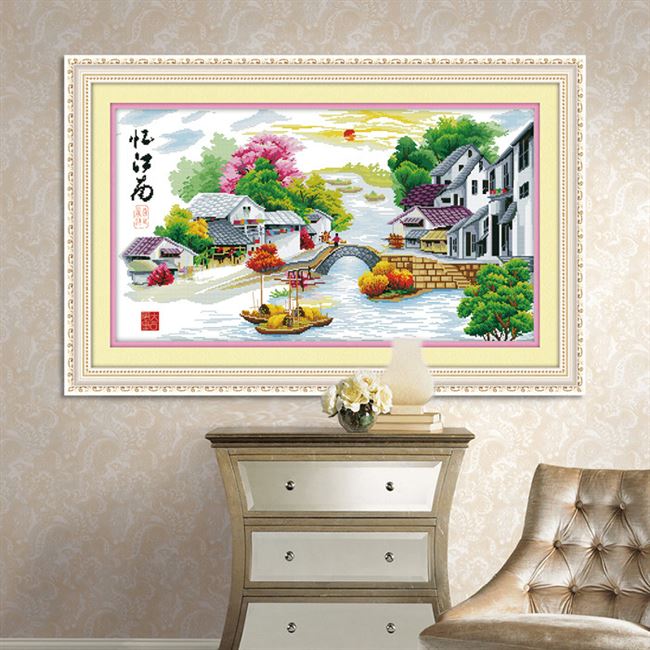 十字绣成品手工出售忆江南小幅风景画新款卧室客厅十字绣成品