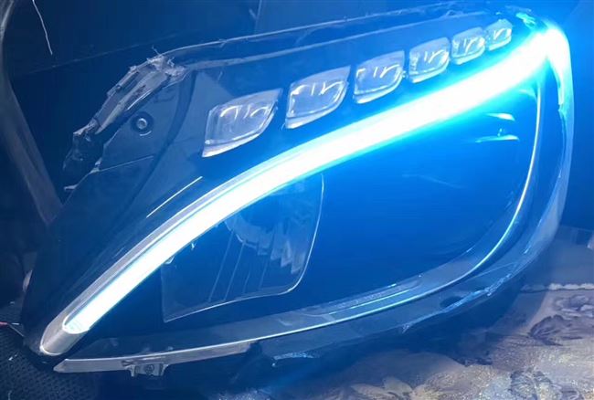 c200lglaglc奔驰新c级新cla级改装led日行灯改色变色一抹蓝