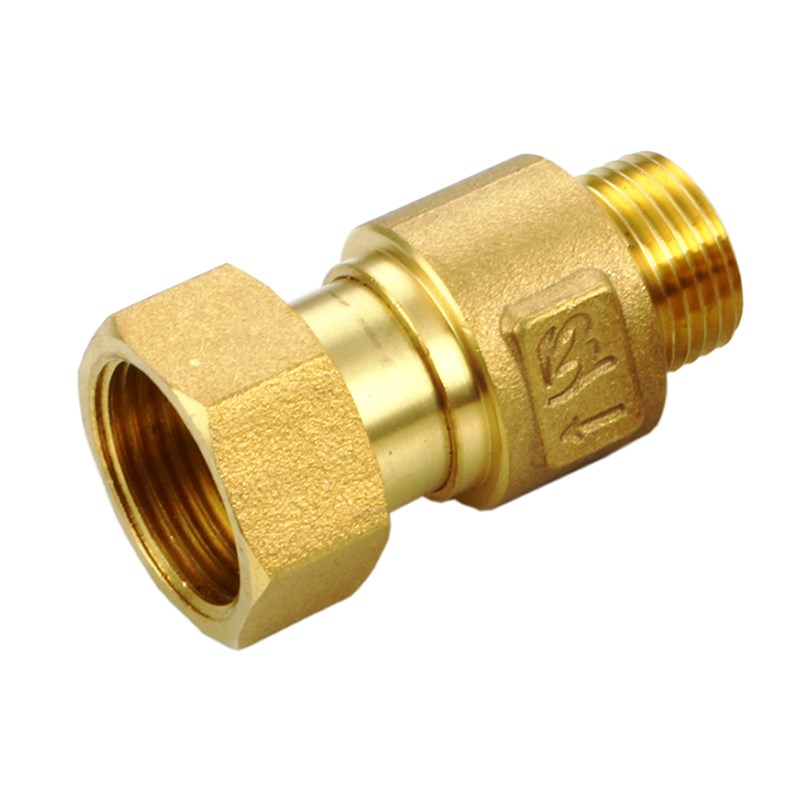 接头水表头带止回阀4分6分1寸15mm20mm25mm内外丝黄接头