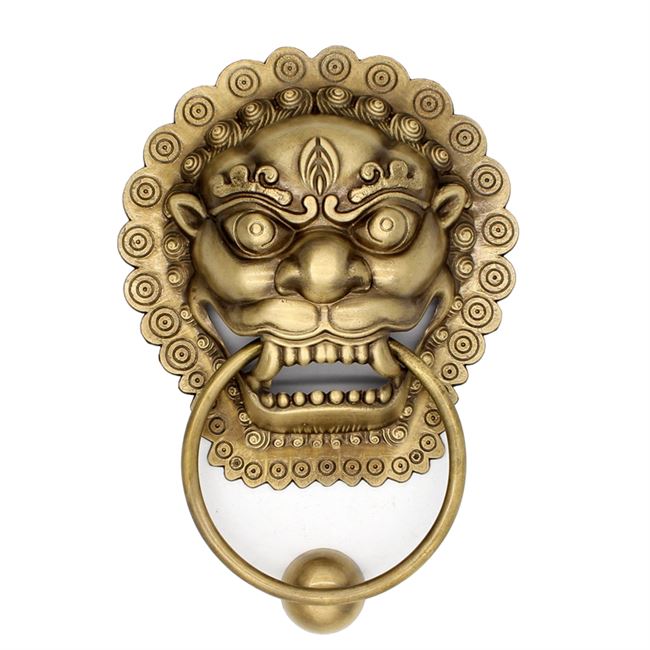 中式仿古纯铜兽头门环兽首狮子头拉环虎头镇宅辟门扣全铜小拉手