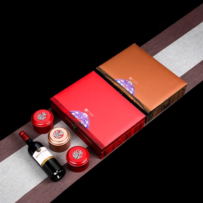 茶叶红酒高档木纹春节新年送礼包装盒礼盒葡萄酒茶叶罐