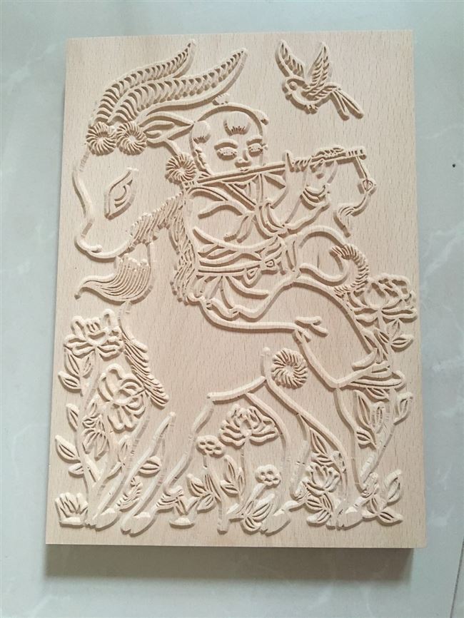 雕版财神神木实木榉木木刻刻板水印年画定制木雕