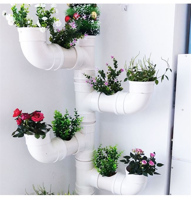 pvc水管创意花盆拐角花架子阳台客厅花架