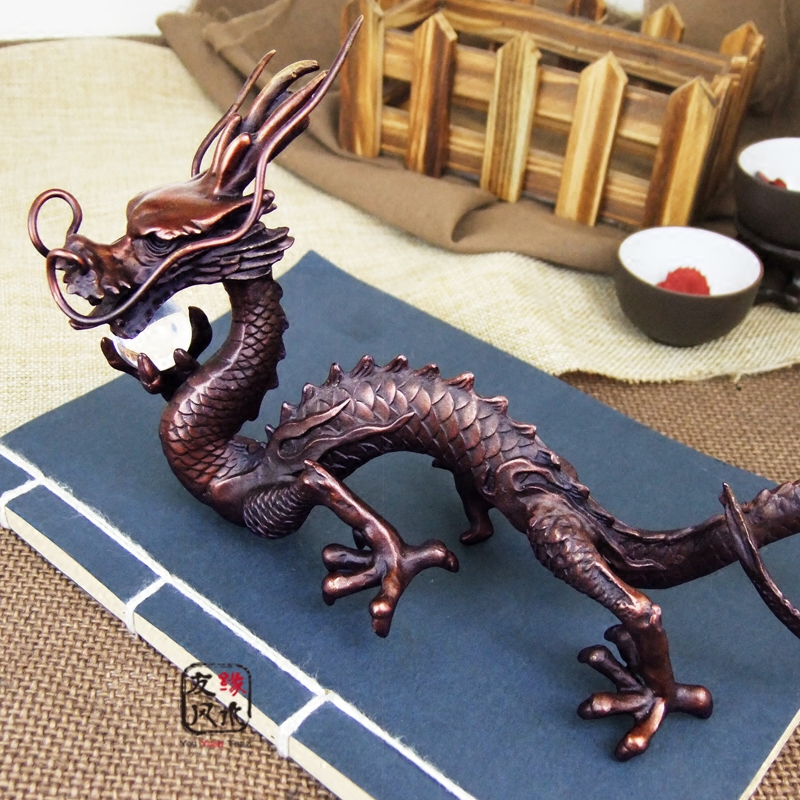 摆件台湾祥狮正品纯铜青龙铜龙实心家居饰品办公室摆件