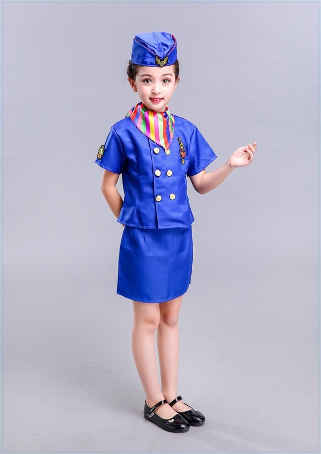儿童空姐制服模特走秀空少飞行员童装空乘演出服儿童演出服