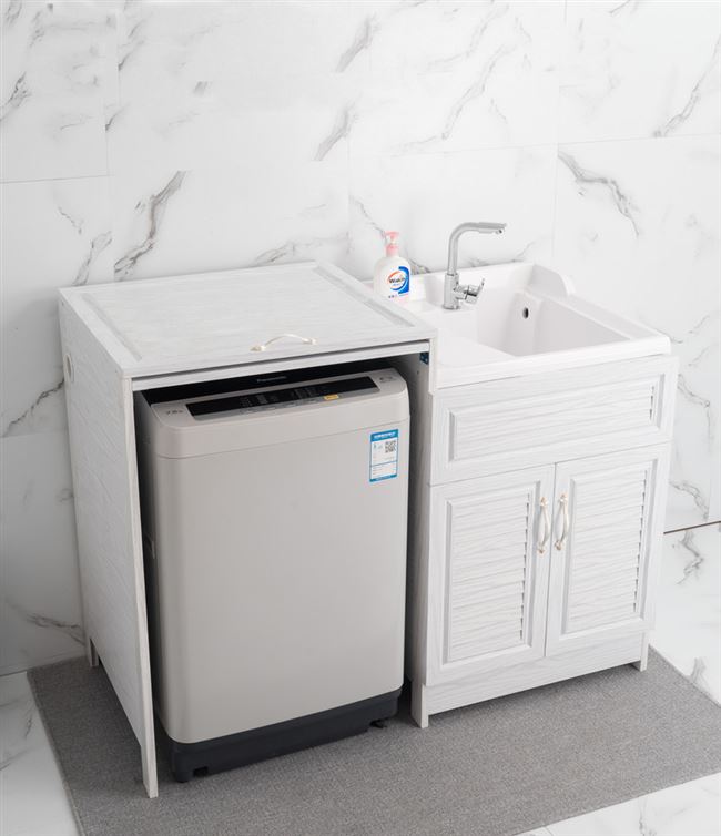 洗衣机波轮一体柜子翻盖阳台浴室柜洗手盘带搓板浴室柜组合