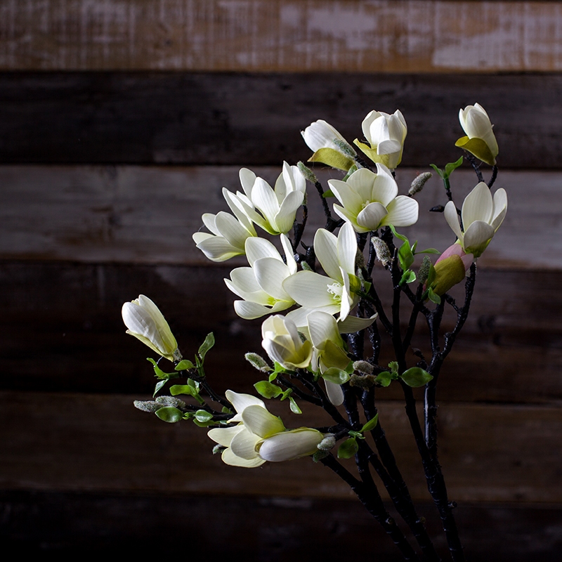 玉兰假花高品质仿真花艺客厅干枝插花单支花瓶仿真花
