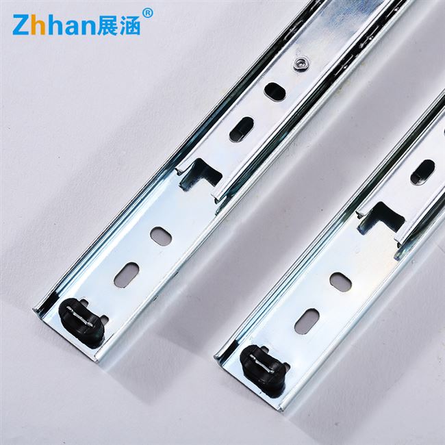 两节电脑桌键盘抽屉轨道滑道二节导轨滑轨加厚滑槽衣橱柜静音滑轮