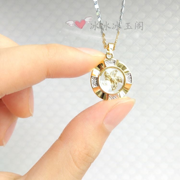 时来运转吊坠项链镀18k黄白金彩金紫荆花香港区花转运招财女款