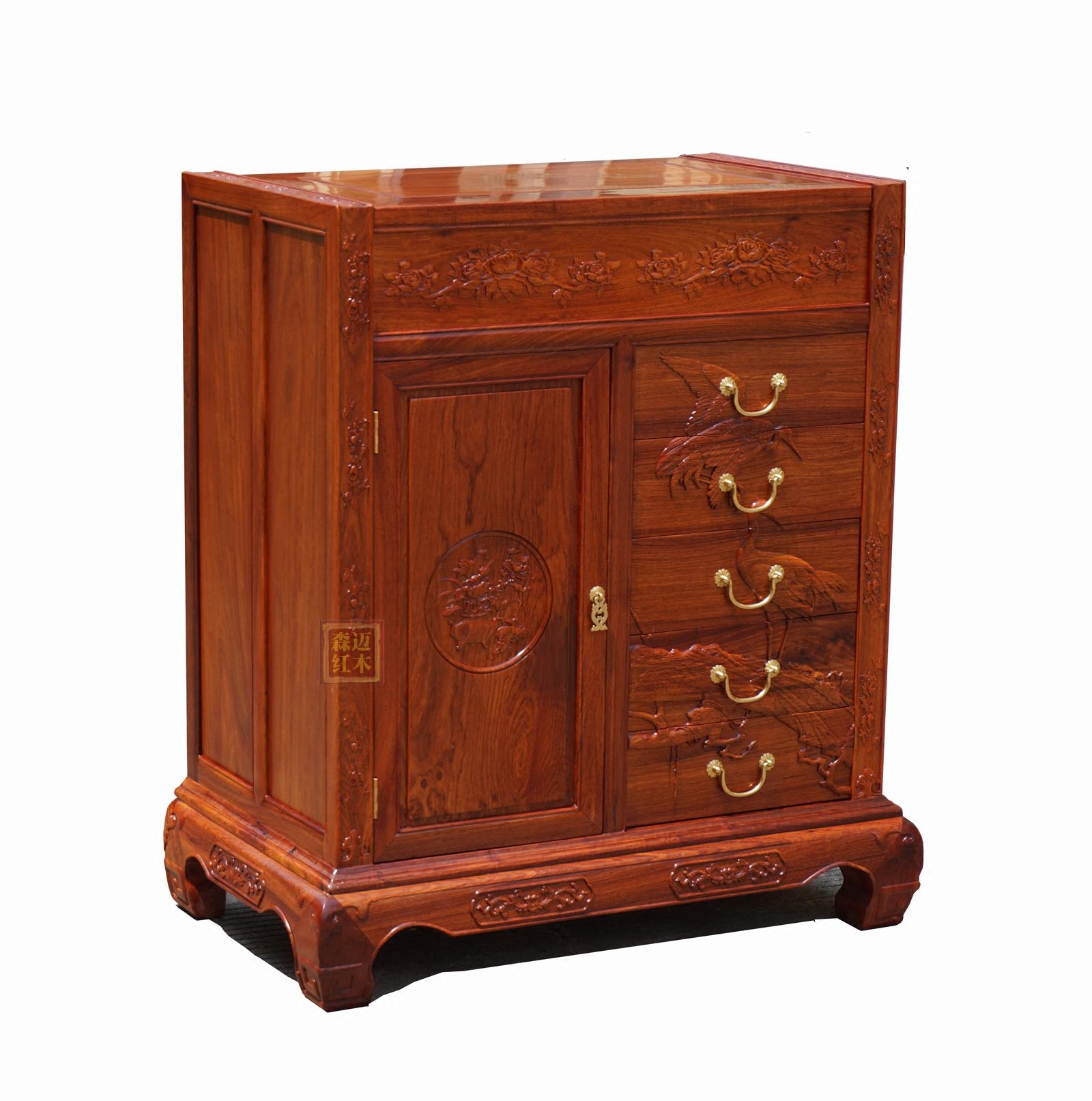 五斗柜森迈缅甸花梨红木大果紫檀衣柜收纳实用斗柜