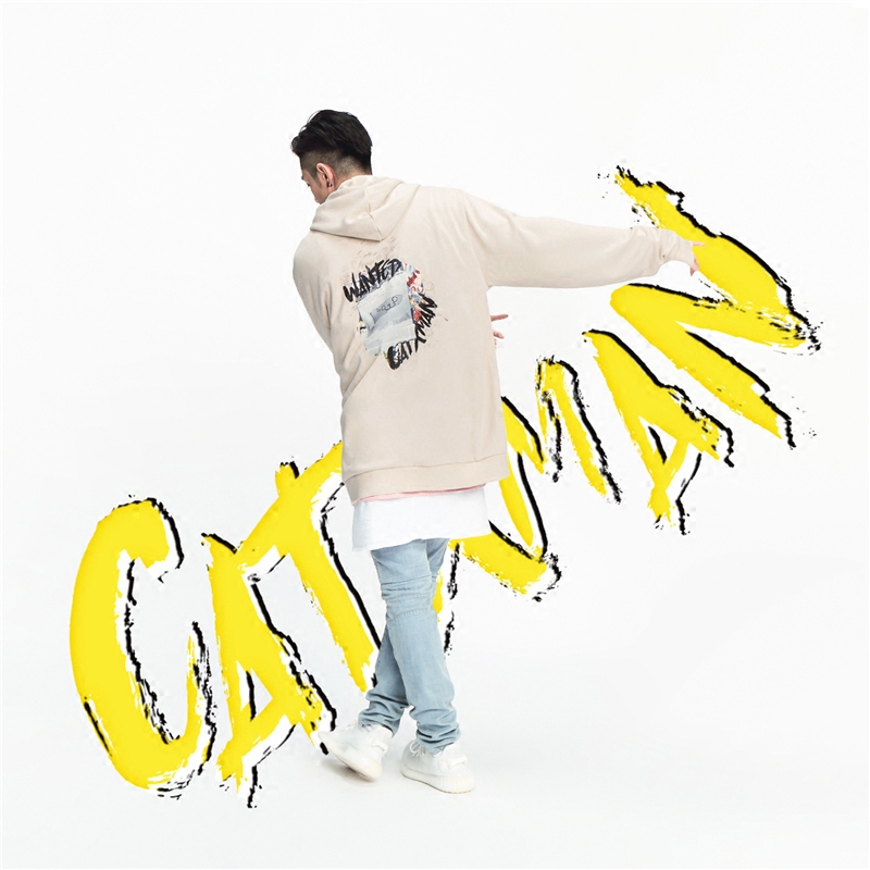 catxman周柏豪柏豪montage背后logo图案加绒连帽卫外套卫衣