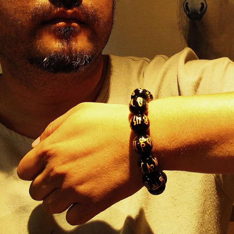 相石缘珠串18mm单珠男士手串佛珠手链曜石眼黑手链