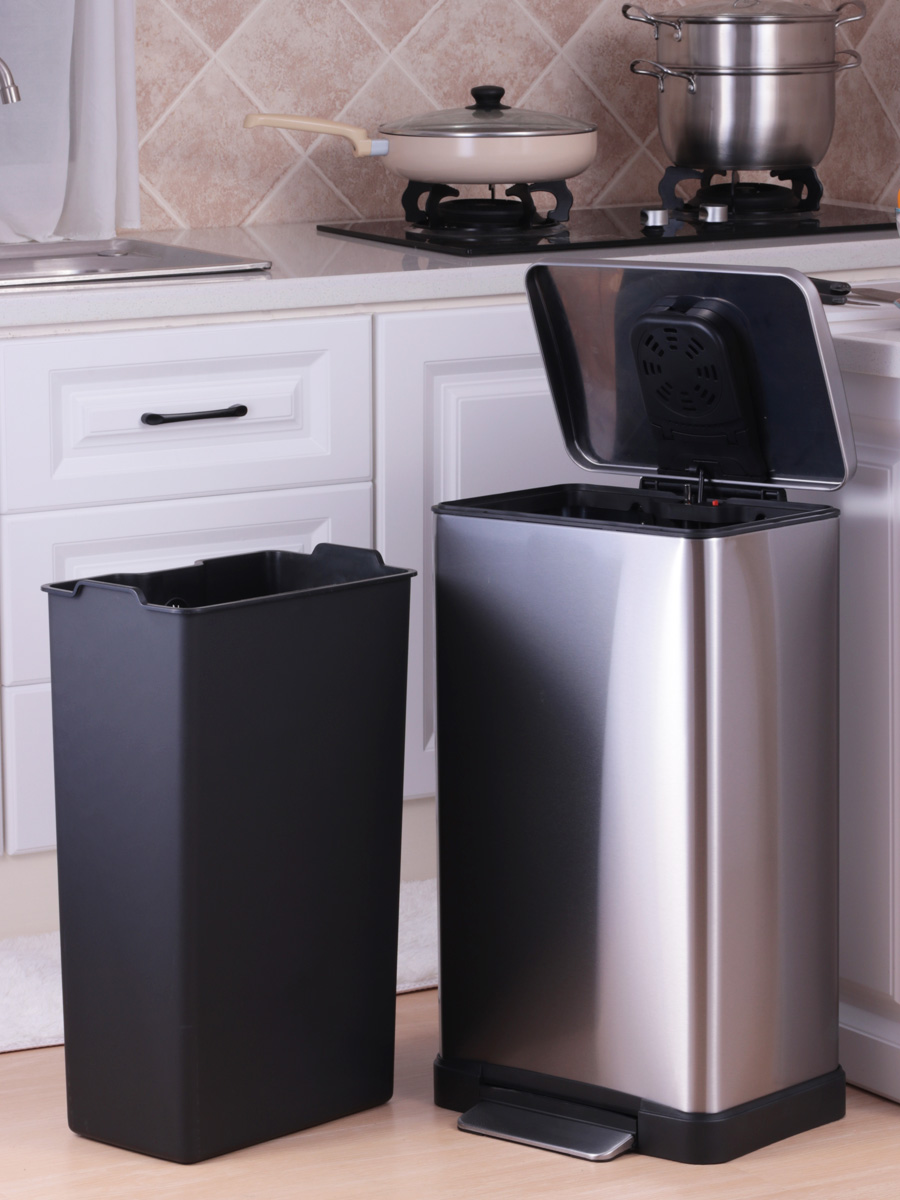 垃圾桶大号不锈钢大容量加厚厨房15l方形客厅脚踩垃圾桶