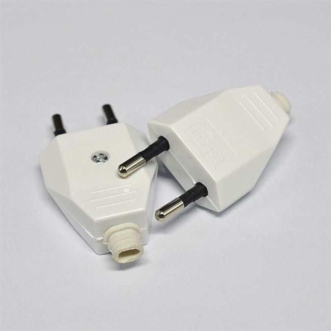 插头接线带针电源白色家用工业家工业公头两圆脚转换插头