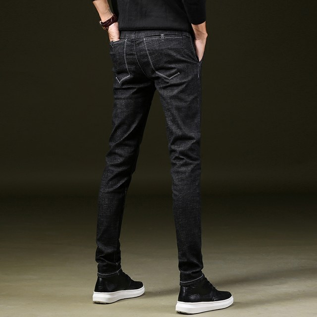 Gomoku youth autumn and winter slim jeans men's stretch skinny feet pants men's plus velvet casual men's pants Gomoku youth autumn and winter slim jeans men's stretch skinny feet pants men's plus velvet casual men's pants