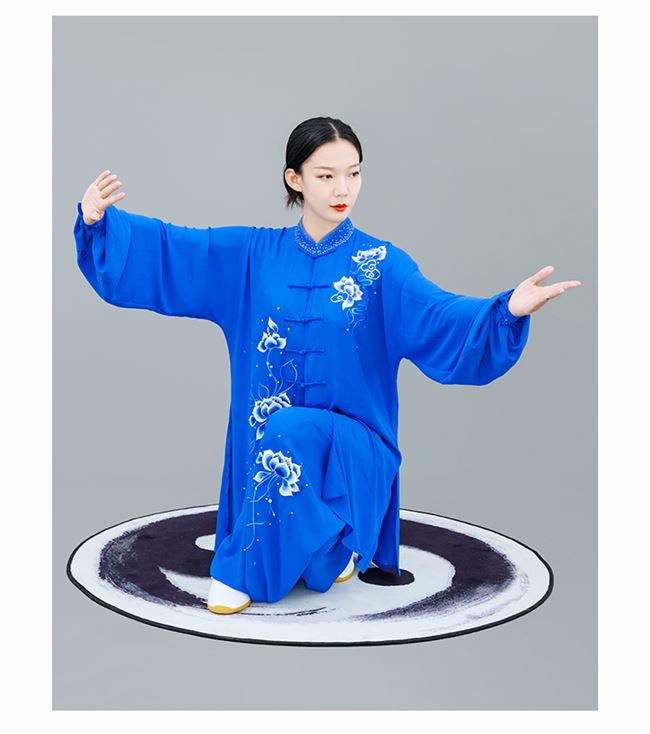 太极马蕾太极新款武术练功表演刺绣男款女式中长太极服