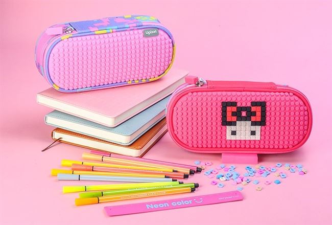 铅笔积木文具盒玩具硅胶多功能小学生diy拼装创意笔袋