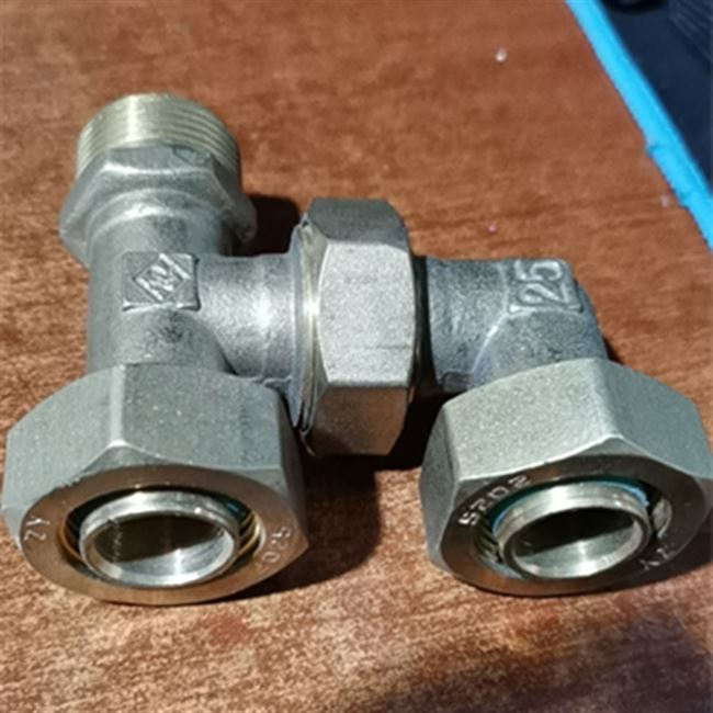 h型4分快速分水铝塑管卡接头 电镀白铜hh型地暖1620铝塑管件三通