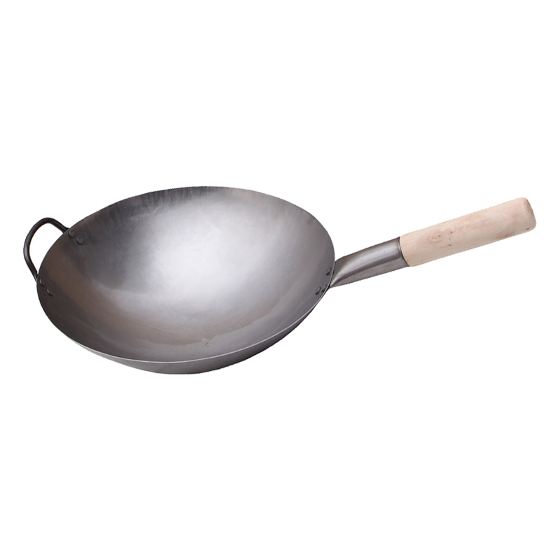 图三:手工锻打薄炒瓢马勺13寸33cm小铁锅