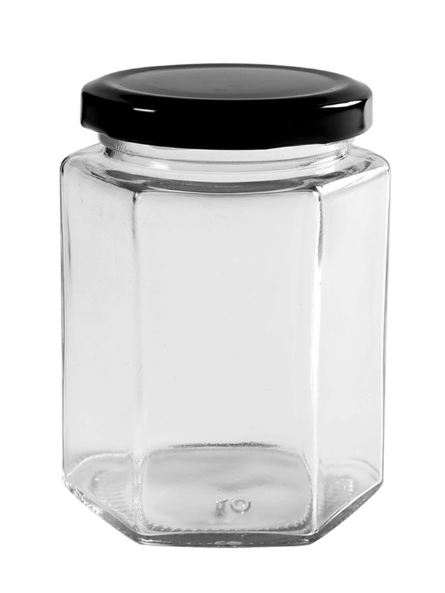 罐头瓶酱菜瓶密封罐六棱玻璃瓶带盖蜂蜜辣椒酱果包装瓶6个