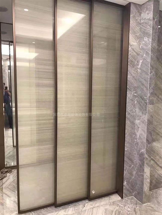 玻璃夹胶玄关夹丝玻璃屏风隔断门衣柜门夹娟拉丝推拉门移门夹纱布
