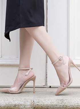 超高跟细跟凉鞋 玫瑰花透明水晶大码婚鞋礼服女鞋￥89限时月销 100