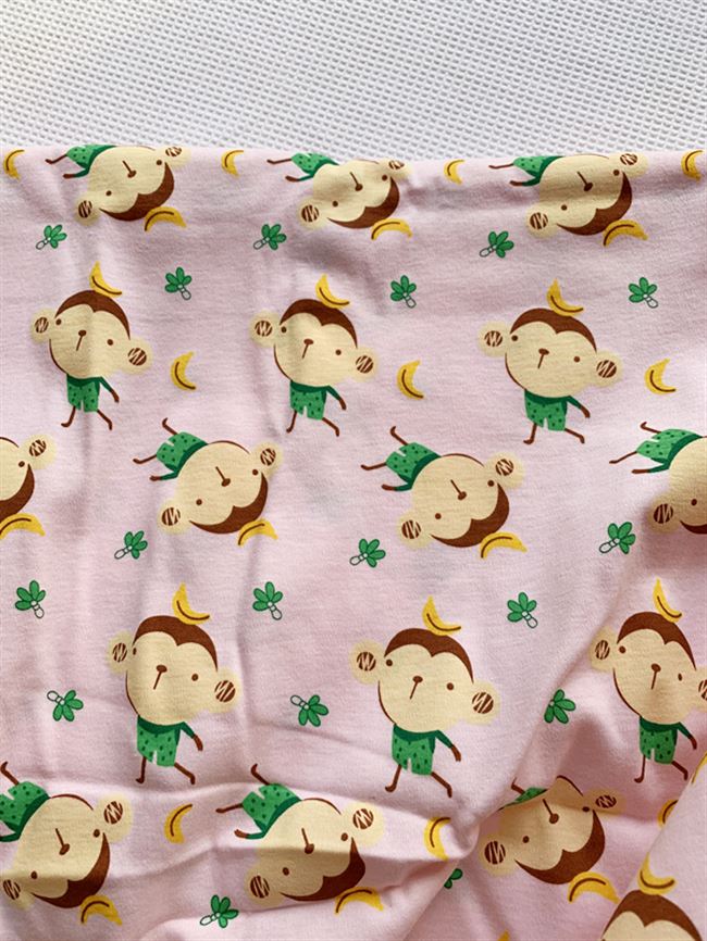 睡衣卡通棉布孤品私藏针织可爱小猴衬衣宝宝布面料海绵垫