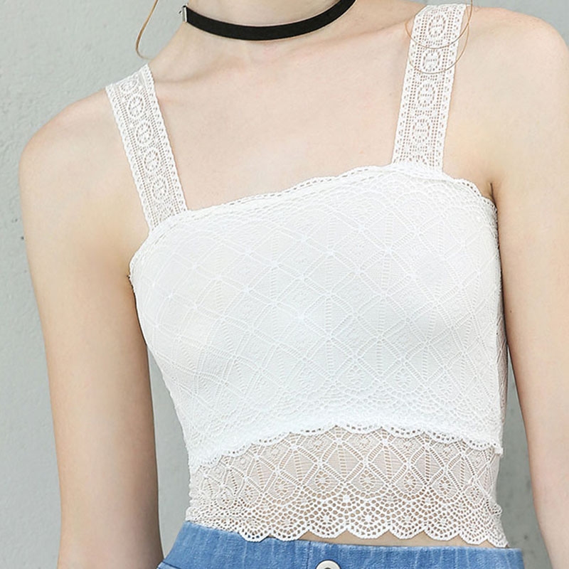 蕾丝抹胸裹胸打底吊带镂空勾花背心大码少女抹胸