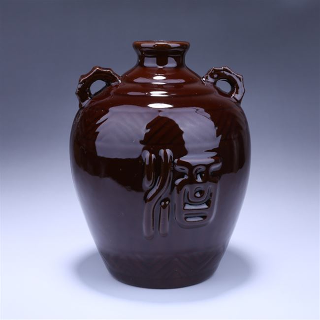 厂家直销宜兴陶瓷酒瓶2斤双耳红釉存酒酿酒土陶酒坛白酒酒具家用酒壶