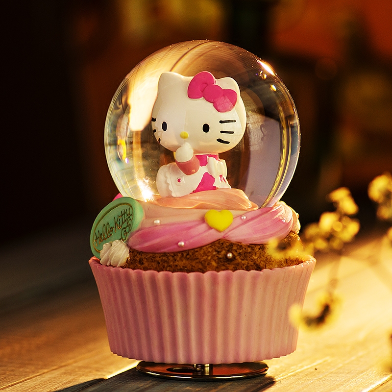 jarll迷你蛋糕音乐盒hellokitty水晶球八音盒生日女生情人音乐盒