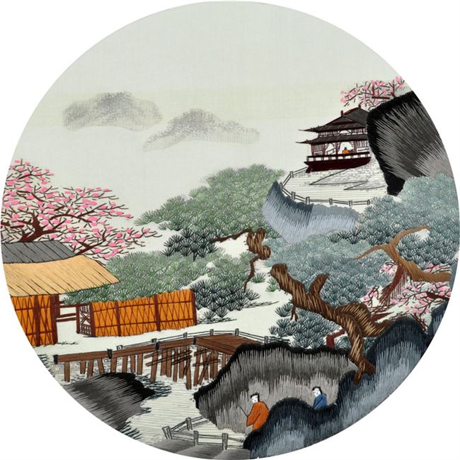 苏绣刺绣diy山水风景画湘绣蜀绣材料工具包送竹苏绣