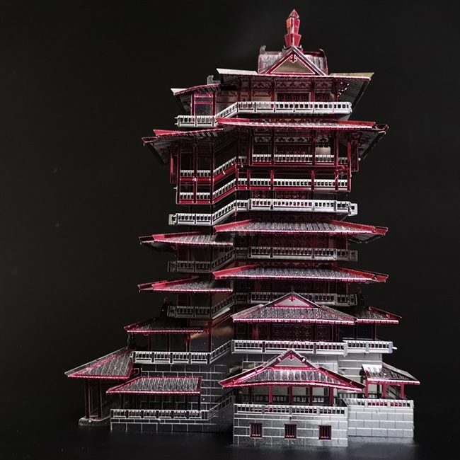 越王楼中国古代建筑3d金属模型拼装拼图拼图