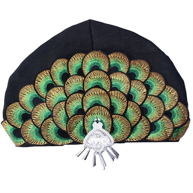 杨丽萍同款民族风刺绣女款头饰帽子孔雀绣花服装店帽子