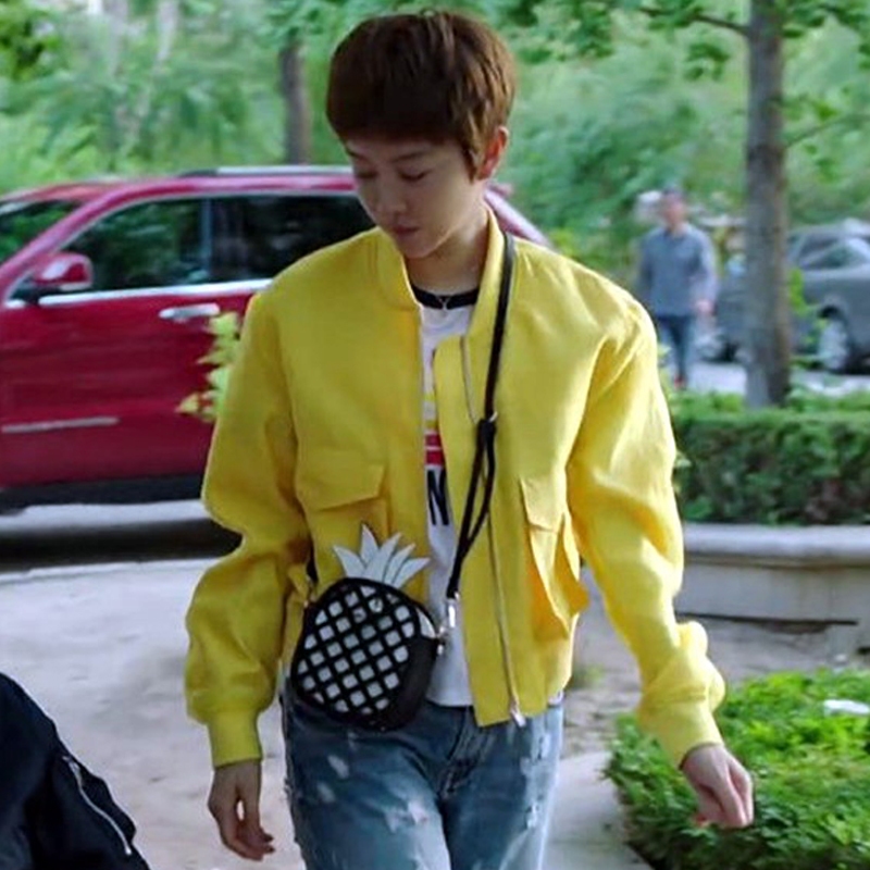 2020春秋女外套美好生活姜妍徐豆豆同款黄色棒球飞行员短外套